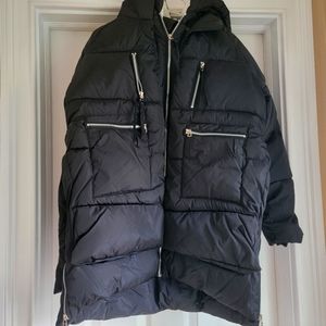 Women's Black Puffer Jacket with Lined Hood